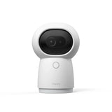 Aqara G3 Camera Hub: White, pan-tilt indoor security camera with AI facial recognition, 2K video, and Zigbee 3.0 hub functionality.