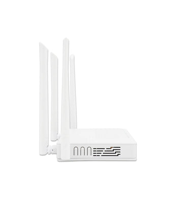 VSOL V2802DAC WiFi 5 xPON ONU/ONT. White device with 2 GE ports and WiFi 5 antenna for high-speed fiber optic network connectivity.