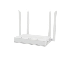 VSOL V2802DAC WiFi 5 xPON ONU/ONT. White device with 2 GE ports and WiFi 5 antenna for high-speed fiber optic network connectivity.