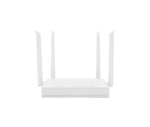 VSOL V2802DAC WiFi 5 xPON ONU/ONT. White device with 2 GE ports and WiFi 5 antenna for high-speed fiber optic network connectivity.