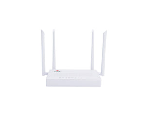 VSOL V2804AC-Z xPON ONU/ONT. White casing, 4 GE ports, WiFi 5, and USB. Provides high-speed internet, voice, and video connectivity.