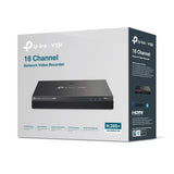 TP-Link VIGI NVR2016H: 16-channel network video recorder with 4K HDMI output and optional PoE+ ports for security cameras.
