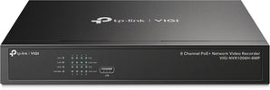 TP-Link VIGI NVR1008H-8MP: 8-channel network video recorder with PoE+ ports for easy security camera connection and 4K HDMI output.