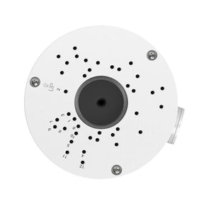 TP-Link VIGI VJB-300 junction box; aluminum, waterproof casing for VIGI security camera cable management on walls or ceilings.