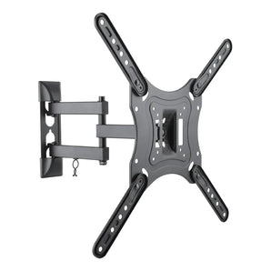 Monitor bracket swivel arm, adjustable for 23 to 55 inch screens. Black metal, providing tilt, swivel, and rotation for optimal viewing.