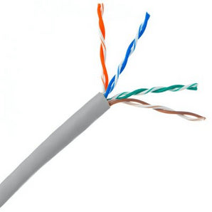 Black 305m roll of Essential CAT5 UV Outdoor Ethernet Cable. CCA SF/TP construction for durable outdoor network connections.