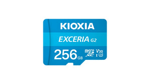 Kioxia 256GB Micro SDXC memory card for fast, expansive storage of 4K video and high-resolution photos on compatible devices.