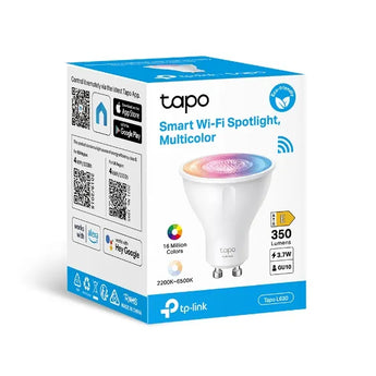 TP-Link Tapo L630 smart Wi-Fi spotlight. Multicolor LED, 350 lumens, tunable white, dimmable for customizable lighting.