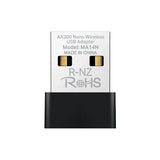 Mercusys AX300 Nano Wi-Fi USB Adapter (MRC-MA14N). A small, black USB adapter for upgrading devices to faster AX WiFi speeds.