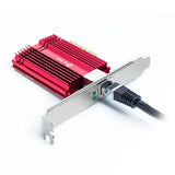 TP-Link TX401 10 Gigabit PCIe network adapter card for high-speed data transfer and gaming; provides up to 10Gbps connection.
