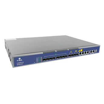 VSOL 8 Port GPON OLT V1600G1-B. A compact OLT unit with eight GPON ports for fiber optic network connectivity.