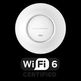 Grandstream GWN7660E Enterprise WiFi 6 Indoor Access Point. White, square design with internal antennas for optimal wireless performance.