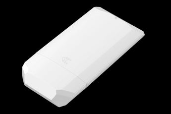 Teltonika OTD140 outdoor 4G LTE router with dual SIM slots and PoE, encased in a rugged IP55-rated housing for weather protection.