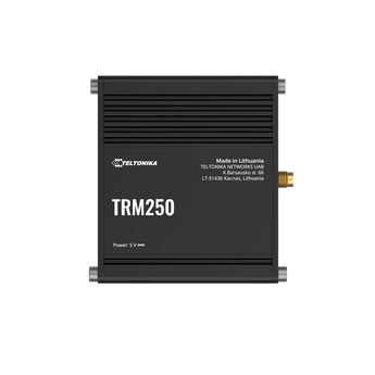 Teltonika TRM250 industrial modem for LTE-M/NB-IoT networks. Compact, durable, and designed for remote monitoring and IoT applications.