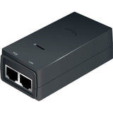 Ubiquiti 10/100 PoE adapter with a 24V 24W output, model POE-24-24W, used to power Ubiquiti access points and routers.