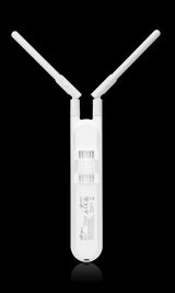 Ubiquiti UniFi AC Mesh (UAP-AC-M) access point. Compact, white, and designed for both indoor and outdoor WiFi coverage. Dual-band support.