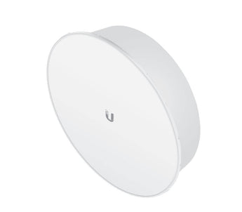 Ubiquiti airMAX PowerBeam 5AC ISO Gen2: 5GHz, 25dBi radio with a dish reflector for high-performance wireless bridging and improved interference rejection.