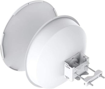 Ubiquiti airMAX PowerBeam 5AC ISO Gen2: 5GHz, 25dBi radio with a dish reflector for high-performance wireless bridging and improved interference rejection.