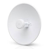 Ubiquiti PowerBeam M2 400: 2.4 GHz radio with integrated 18dBi antenna and POE injector for wireless network bridging and signal transmission.