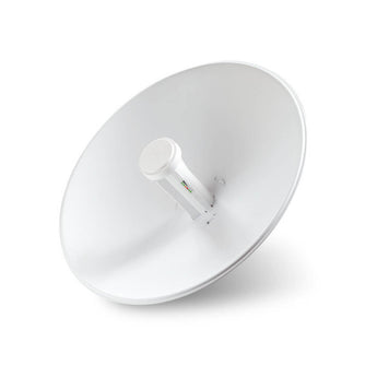 Ubiquiti PowerBeam M2 400: 2.4 GHz radio with integrated 18dBi antenna and POE injector for wireless network bridging and signal transmission.