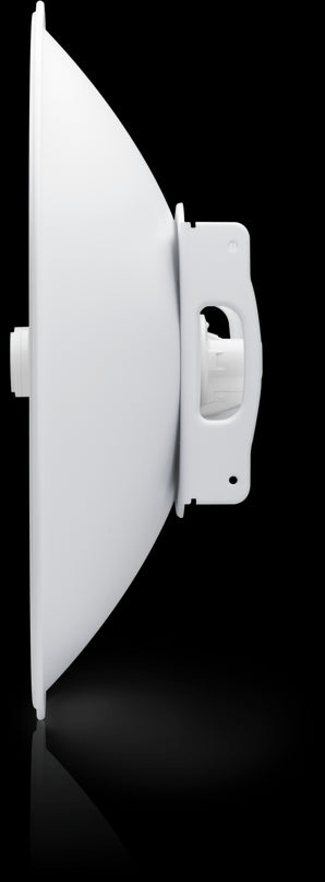 Ubiquiti PowerBeam 5AC 620, a 5GHz radio with a dish reflector and PoE injector for long-range wireless connections.