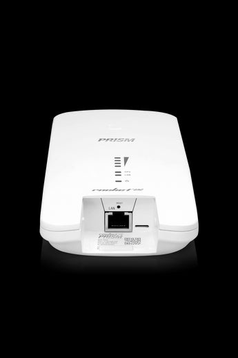 Ubiquiti UISP airMAX Rocket Prism 2AC 2GHz radio with included POE injector, designed for high-performance wireless networks.