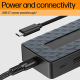 HP Universal USB-C Hub and Laptop Charger Combo with 7 ports for power and data.