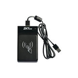 ZKTeco ZK-CR20E USB RFID reader for enrolling proximity cards; reads 125KHz cards via USB connection for easy access control setup.