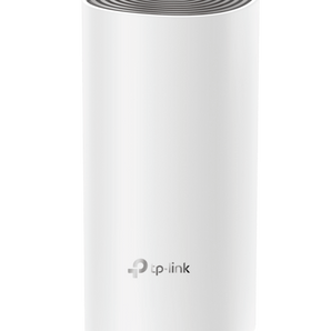 TP-Link Deco E4 AC1200 single unit mesh Wi-Fi system. White, compact design with two Ethernet ports for whole-home coverage.