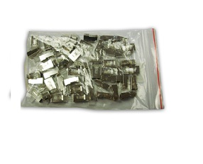 Acconet CAT5e RJ45 shielded connectors, 50-pack. Compatible with stranded and solid core cables for Ethernet networking.