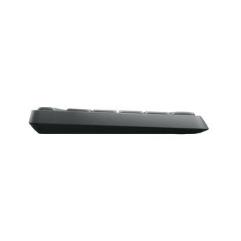 Logitech MK235 wireless keyboard and mouse combo in black. Includes USB receiver, full-size keyboard and optical mouse.