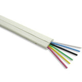 Ivory flat modular cable, 2 pair, with RJ11 connectors and 4 wires for telephony applications.