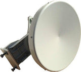 SIAE 17GHz 60cm parabolic dish antenna. Outdoor wireless solution offering high gain for point-to-point communication. Silver color.