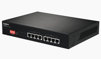 Edimax 8 Port PoE Switch (ED-ES1008Pv2) providing both power and ethernet connectivity for up to eight devices simultaneously.