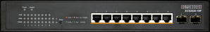 Edge-Core ECS2020-10P: 10-port Gigabit web-smart PoE switch with 8 PoE ports and 2 SFP uplink ports. Fanless design.