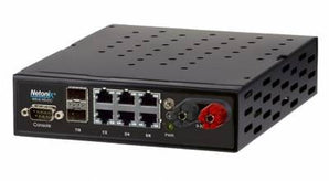 Netonix NTX-WS-8150-DC: 6-port managed PoE switch with 2 SFP ports, supporting 24V-48V DC input and delivering up to 150W of power.