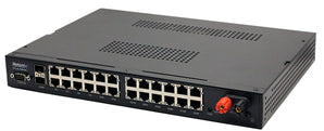 Netonix NTX-WS-26400-IDC 24-Port managed PoE switch, providing 24V/48V DC power with 2 SFP uplink ports and IDC PoE, 400W.