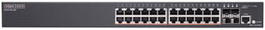 Edge-Core EC-ECS2100-28P switch with 24 Gigabit PoE+ ports and 4 SFP ports for efficient power and data transmission.