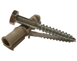 Coach screw and Fischer Duopower wall plug, ideal for secure mounting in masonry. Used with Nemtek square tube brackets or TV mounts.