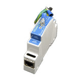 Clearline Din Rail Gigabit in-line Protector for Power over Ethernet (PoE Mode A+B), providing surge protection for gigabit Ethernet LAN equipment.