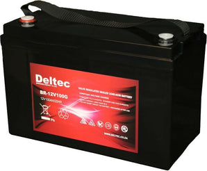 Deltec AMG 12V 100Ah Gel Battery DT-12-100G. A deep cycle battery for solar power and backup systems. Maintenance-free design.