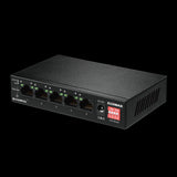 Edimax ED-ES5104PHV2: 5-port Fast Ethernet switch with 4 PoE+ ports. Unmanaged, plug-and-play. Powers devices like IP cameras.