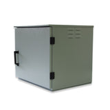 Grey Acconet 9U IP55 rated wall mount network cabinet, 450mm deep, for outdoor or harsh environments. Provides secure equipment enclosure.