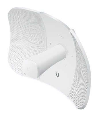 Ubiquiti LiteBeam AC Gen2: Compact, lightweight 5GHz radio with integrated 23dBi antenna and POE injector for wireless network bridging.