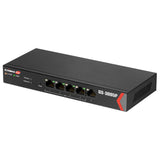 Edimax ED-GS3005P: 5-port Gigabit Smart Lite PoE switch with metal housing for desktop or wall mount. Power devices via Ethernet.