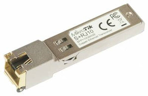 MikroTik 10Gb RJ45 SFP+ module providing 10 Gigabit Ethernet connectivity through a standard RJ45 connector in an SFP+ form factor.