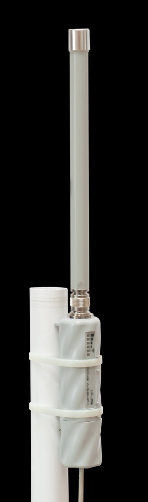 MikroTik GrooveA 52 ac, a small outdoor access point/CPE with N-male connector and 6dBi omnidirectional antenna for 2.4/5GHz wireless.