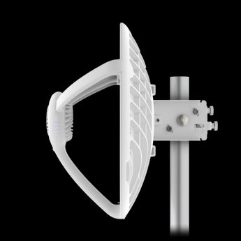 Ubiquiti UISP airFiber AF60-LR, a 60 GHz radio with integrated PoE injector, designed for long-range, point-to-point wireless connections.