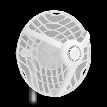 Ubiquiti UISP airFiber AF60-LR, a 60 GHz radio with integrated PoE injector, designed for long-range, point-to-point wireless connections.