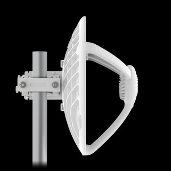 Ubiquiti UISP airFiber AF60-LR, a 60 GHz radio with integrated PoE injector, designed for long-range, point-to-point wireless connections.